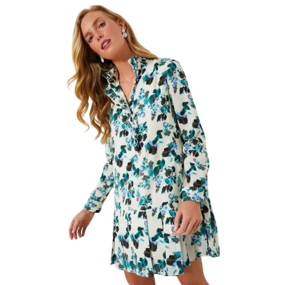 Tuckernuck Tate Dress Bluebell Floral Print Size XXS Ruffle Pleated Swing Skirt